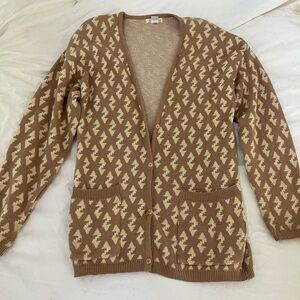 Ann Taylor Tan and Cream Patterned Cardigan